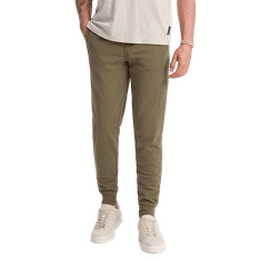 OMBRE Férfi pamut jogger BASIC jogger olívazöld férfi jogger MDN126891 XL