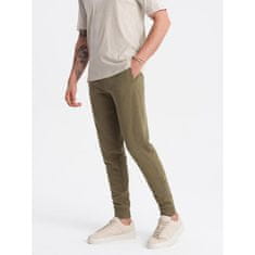 OMBRE Férfi pamut jogger BASIC jogger olívazöld férfi jogger MDN126891 XL