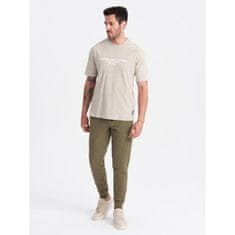 OMBRE Férfi pamut jogger BASIC jogger olívazöld férfi jogger MDN126891 XL