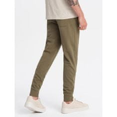 OMBRE Férfi pamut jogger BASIC jogger olívazöld férfi jogger MDN126891 XL