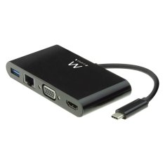 NEW Ewent EW9827 USB C HDMI VGA RJ45 4K 5 Gbps dokkoló állomás