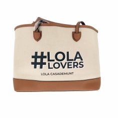 NEW Kézitáska Női Lola Casademunt Lola Lovers Beige Barna Bőr vászon