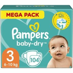 NEW Pampers Baby-Dry 3 eldobható pelenkák (104 uds)