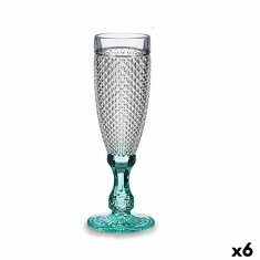 NEW Pezsgőspohár Diamant átlátszó türkizkék pohár 6 db (185 ml)