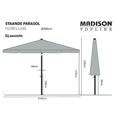 MADISON Flores Luxe szürke kerek napernyő 300 cm (418777)