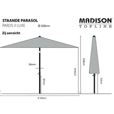 MADISON Paros II Luxe szürke napernyő 300 cm (434706)