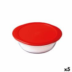 NEW Kör alakú, fedeles uzsonnás edény Ô Cuisine Cook &amp; Store 21 x 21 x 7 cm Piros 1,1 L szilikon üveg (5 db)