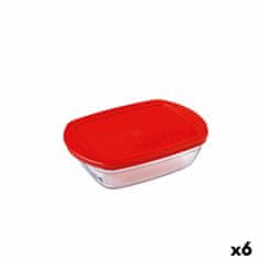 NEW Téglalap alakú uzsonnás doboz fedővel Ô Cuisine Cook&amp;store Ocu Red 400 ml 17 x 10 x 5 cm Üveg szilikon (6 db)