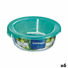 NEW Luminarc Keep'n Lagon 13,5 x 6 cm-es kerek uzsonnatartály fedővel Türkiz 680 ml-es üveg (6 db)