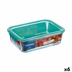 NEW Téglalap alakú Snack doboz fedővel Luminarc Keep'n Lagon 16 x 11,3 x 6 cm Türkiz 820 ml-es üveg (6 db)