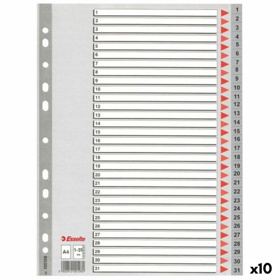 NEW Esselte 1-31 számozott szürke A4 31 lap (10 db)