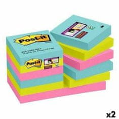 NEW Post-it jegyzetkészlet Super Sticky öntapadós cetlik színes 12 db 47,6 x 47,6 mm (2 db)