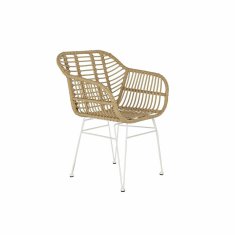 NEW Scaun de grădină DKD Home Decor Barna Fém Szintetikus Rattan Fehér (57 x 62 x 81 cm)