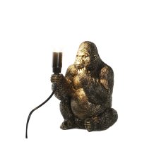 NEW DKD Home Decor Gorilla asztali lámpa Fekete arany gyanta 25 W (18 x 17 x 23,5 cm)