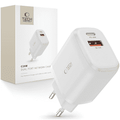 Tech-protect TECH-PROTECT C20W 2-PORTOS HÁLÓZATI TÖLTŐ PD20W/QC3.0 FEHÉR