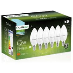 LUMILED 6x LED izzó E14 B35 8W = 60W 806lm 6500K Hideg fehér 180°