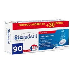 NEW Steradent Triple Acción műfogsor tisztító tabletta 90 db