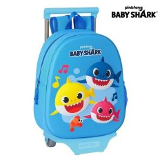 NEW 3D iskolai hátizsák kerekekkel 705 Baby Shark M020H kék 27 x 32 x 10 cm