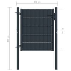 Vidaxl antracitszürke PVC és acél kerítéskapu 100 x 81 cm 145232