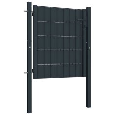 Vidaxl antracitszürke PVC és acél kerítéskapu 100 x 81 cm 145232