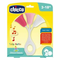 NEW Chicco rózsaszínű tulipán PVC csörgő