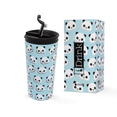 NEW Termo Cup fedővel iTotal duplafalú kék pandamacis rozsdamentes acél 350 ml