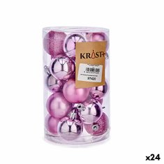 NEW Karácsonyi gyöngyszett rózsaszín műanyag (Ø 4 cm) (24 db)