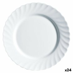 NEW Farfurie Întinsă Luminarc Trianon fehér üveg (Ø 24,5 cm) (24 db)