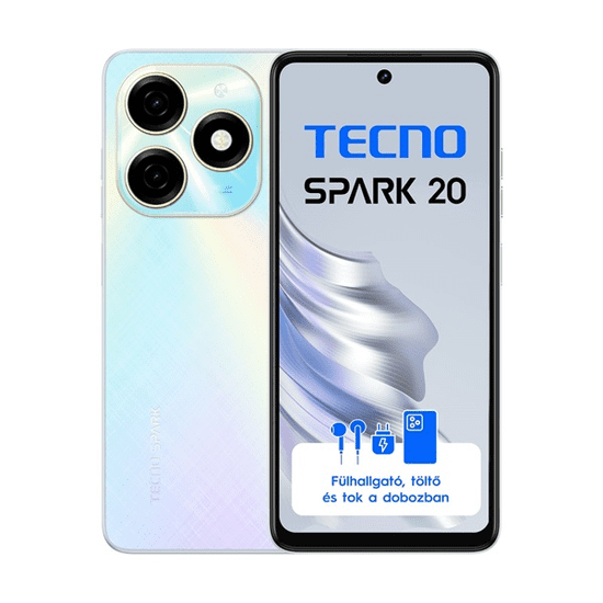 Tecno Spark 20 6,56" LTE 8/256GB DualSIM Cyber White okostelefon (10050413)