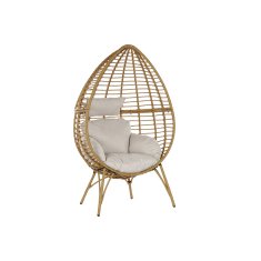 NEW DKD Home Decor Fém szintetikus rattan kerti fotel Fehér világosbarna (90 x 65 x 151 cm)