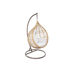 NEW DKD Home Decor Függő kerti fotel 100 x 120 x 195 cm Barna Szintetikus rattan Alumínium fehér