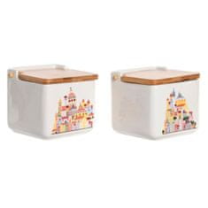 NEW Sókeverő fedővel DKD Home Decor Pisana Dolomit (12,5 x 12,5 x 12 cm) (750 ml) (2 db)