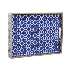 NEW DKD Home Decor Mozaik tálca Kék fa MDF mediterrán (40 x 30 x 5 cm)