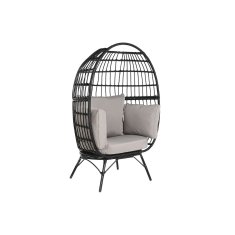 NEW DKD Home Decor Fekete szürke fém szintetikus rattan kerti karosszék 99 x 71 x 147 cm