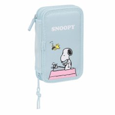 NEW Iskolai tolltartó tartozékokkal Safta Snoopy Világoskék (12,5 x 4 x 19,5 cm) (28 db)