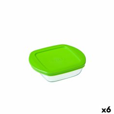 NEW Négyzet alakú Snack tartály fedővel Pyrex Cook &amp; Store Green 1 L 20 x 17 x 5,5 cm szilikon üveg (6 db)