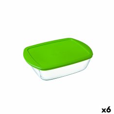 NEW Téglalap alakú Snack doboz fedővel Pyrex Cook &amp; Store 17,9 x 10,8 x 5,3 cm Zöld 400 ml szilikon üveg (6 db)