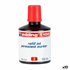 NEW Edding T100 utántöltő tinta Permanent Red 100 ml (10 db)