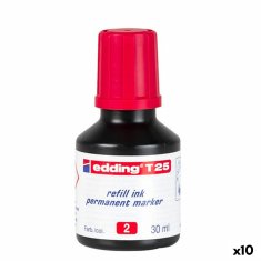 NEW Edding T25 utántöltő tinta Permanent Red 30 ml (10 db)