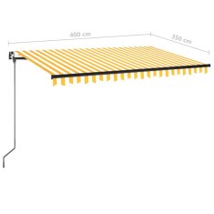 Vidaxl sárga és fehér kézzel kihúzható napellenző 400 x 350 cm 3069178