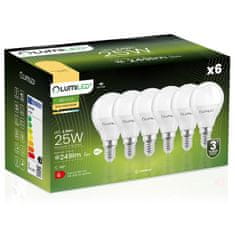 LUMILED 6x LED izzó E14 P40 2,5W = 25W 249lm 3000K Meleg fehér 180°