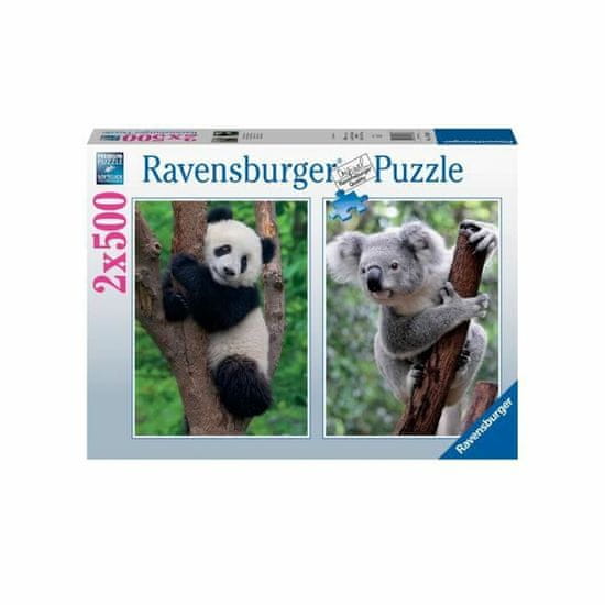 NEW Ravensburger Panda &amp; Koala Puzzle 2 x 500 darabos puzzle