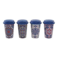 NEW DKD Home Decor Mandala szilikon porcelán csésze (400 ml) (4 db)