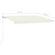 Vidaxl krémszínű kézzel kihúzható LED-es napellenző 400 x 350 cm 3068982