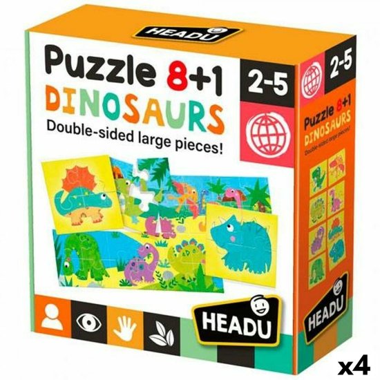 NEW Oktató készlet gyerekeknek HEADU Puzzle 8+1 Dinosaurios (4 db)