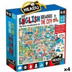 NEW Oktatási készlet gyerekeknek HEADU Easy English 100 szó The City (4 db)