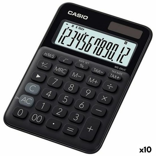 NEW Számológép Casio MS-20UC 2,3 x 10,5 x 14,95 cm Fekete (10 db)