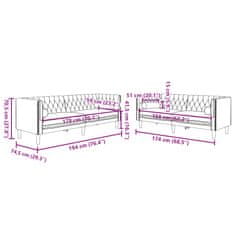 Vidaxl 2 részes sötétszürke bársony Chesterfield kanapészett párnákkal 3209292