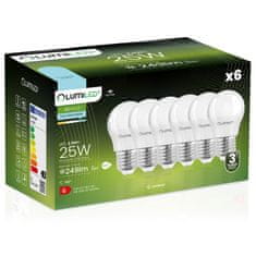 LUMILED 6x LED izzó készlet E27 P40 2.5W = 25W 249lm 6500K Hideg fehér 180°