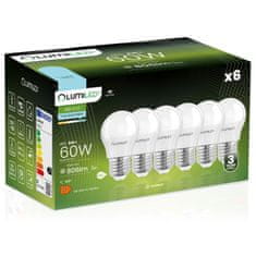 LUMILED 6x LED izzó E27 P40 8W = 60W 806lm 6500K Hideg fehér 180°